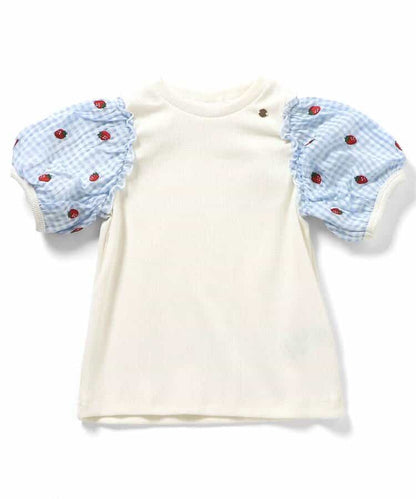 日本童裝 apres les cours 繡花薄紗袖拼接上衣 80-140cm 女童款 夏季 TOPS