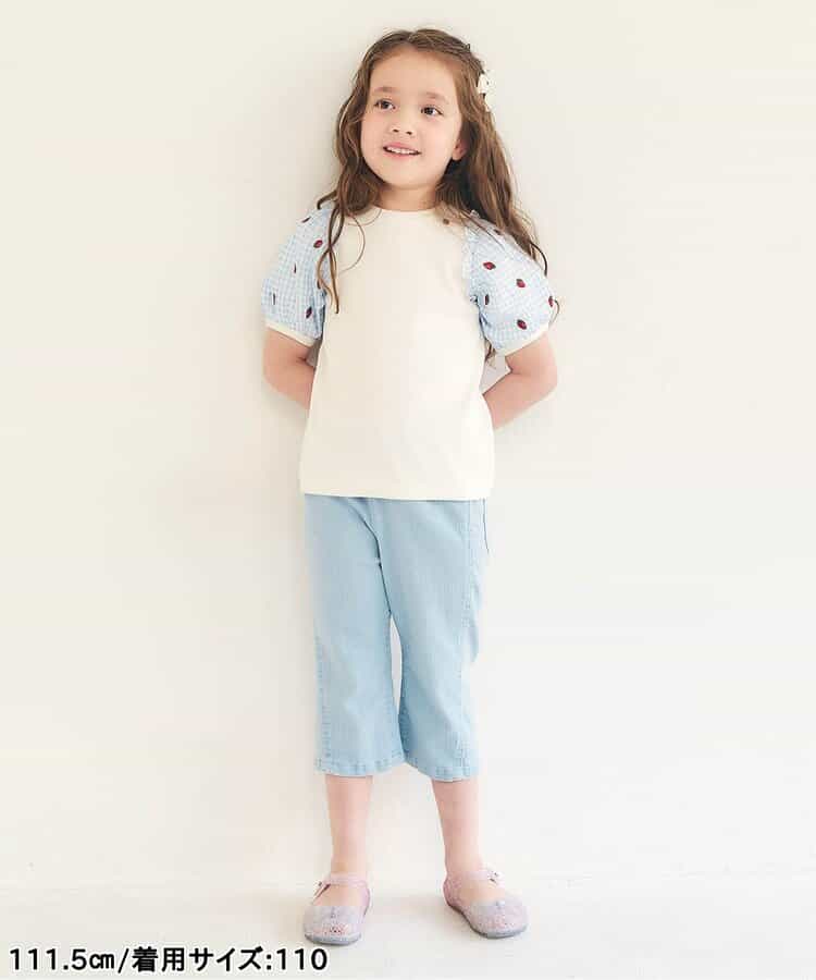 日本童裝 apres les cours 繡花薄紗袖拼接上衣 80-140cm 女童款 夏季 TOPS