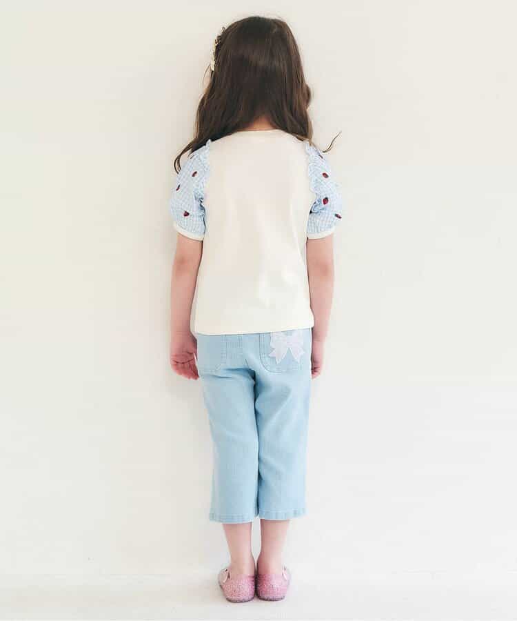日本童裝 apres les cours 繡花薄紗袖拼接上衣 80-140cm 女童款 夏季 TOPS