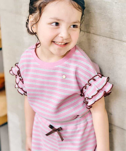 日本童裝 apres les cours 花邊袖上衣 80-140cm 女童款 夏季 TOPS
