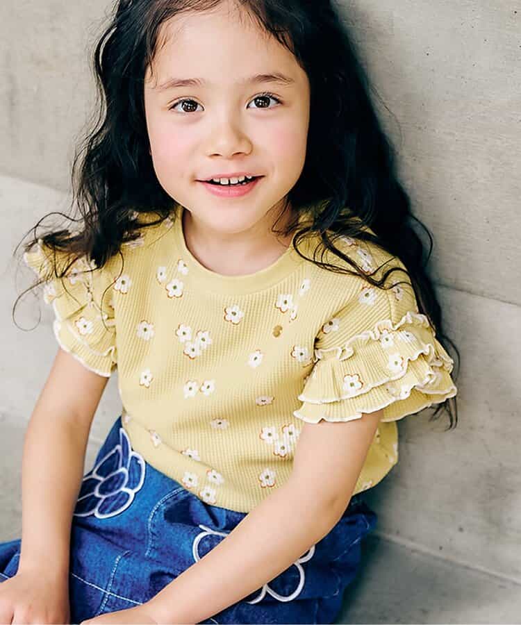 日本童裝 apres les cours 華夫格荷葉邊上衣 80-140cm 女童款 夏季 TOPS