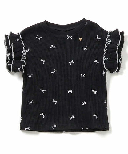 日本童裝 apres les cours 華夫格荷葉邊上衣 80-140cm 女童款 夏季 TOPS
