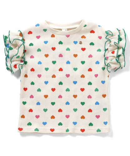 日本童裝 apres les cours 華夫格荷葉邊上衣 80-140cm 女童款 夏季 TOPS