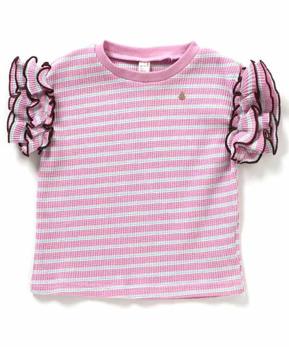 日本童裝 apres les cours 華夫格荷葉邊上衣 80-140cm 女童款 夏季 TOPS