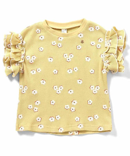 日本童裝 apres les cours 華夫格荷葉邊上衣 80-140cm 女童款 夏季 TOPS