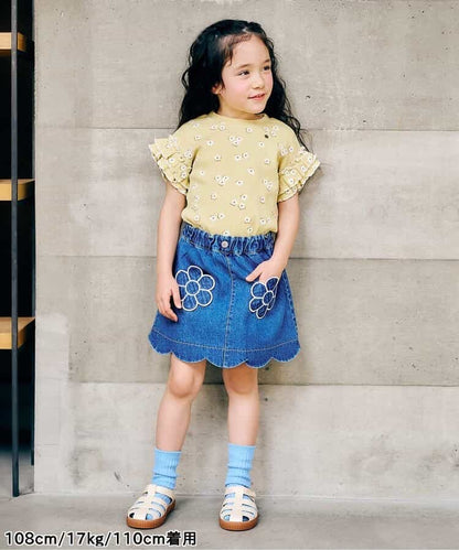日本童裝 apres les cours 花邊袖上衣 80-140cm 女童款 夏季 TOPS