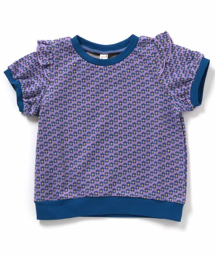 日本童裝 apres les cours 荷葉肩花花提花上衣 80-140cm 女童款 夏季 TOPS