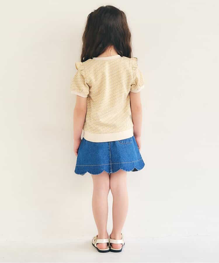 日本童裝 apres les cours 荷葉肩花花提花上衣 80-140cm 女童款 夏季 TOPS
