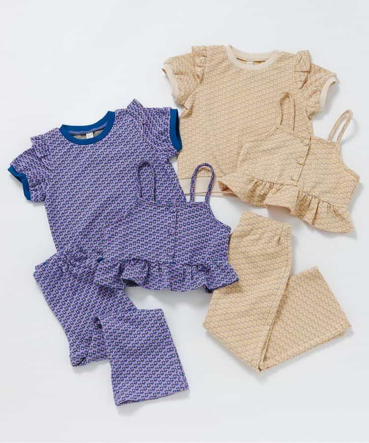 日本童裝 apres les cours 荷葉肩花花提花上衣 80-140cm 女童款 夏季 TOPS