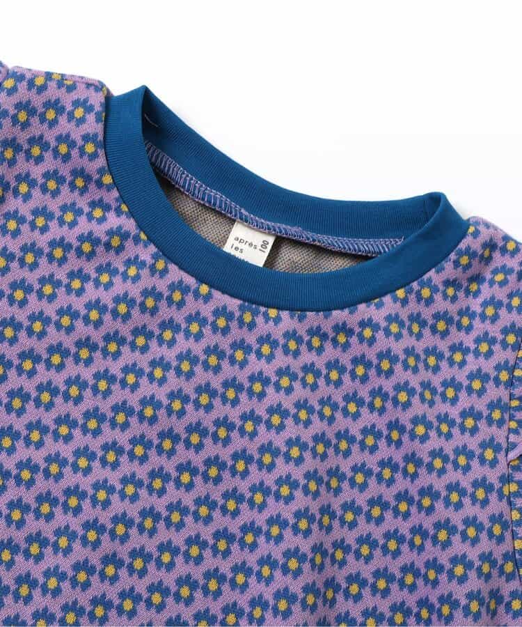 日本童裝 apres les cours 荷葉肩花花提花上衣 80-140cm 女童款 夏季 TOPS