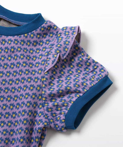 日本童裝 apres les cours 荷葉肩花花提花上衣 80-140cm 女童款 夏季 TOPS