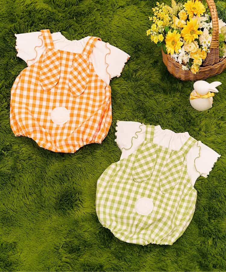 日本童裝 apres les cours little bunny 兔耳朵連衣 70-80cm 男童款/女童款 初生嬰兒 夏季 Jumpsuit