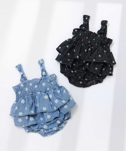 日本童裝 apres les cours 印花背帶連衣 70-80cm 女童款 初生嬰兒 夏季 Jumpsuit