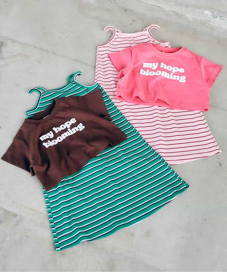 日本童裝 apres les cours 印花短上衣及吊帶連身裙套裝 90-140cm 女童款 夏季 TOPS DRESSES