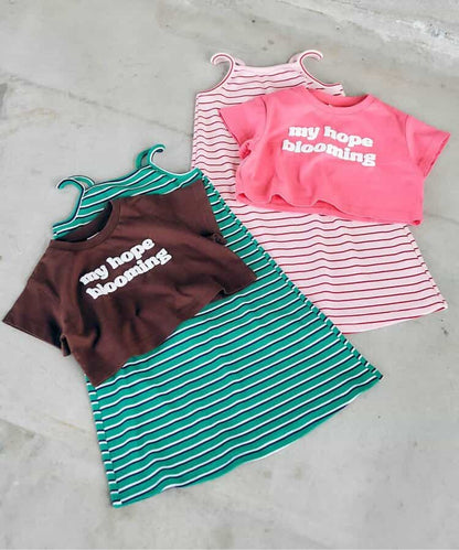 日本童裝 apres les cours 印花短上衣及吊帶連身裙套裝 90-140cm 女童款 夏季 TOPS DRESSES