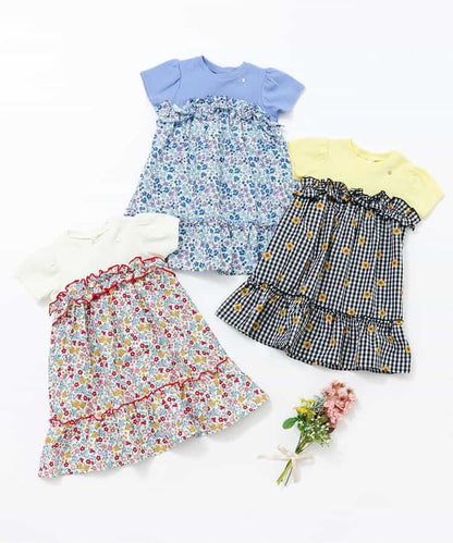 日本童裝 apres les cours 碎花拼接連身裙 80-140cm 女童款 夏季 DRESSES