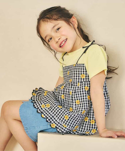 日本童裝 apres les cours 碎花拼接上衣 80-140cm 女童款 夏季 TOPS