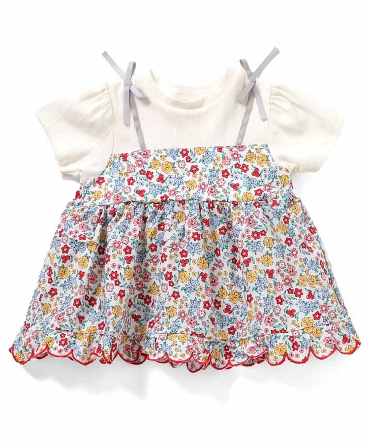 日本童裝 apres les cours 碎花拼接上衣 80-140cm 女童款 夏季 TOPS
