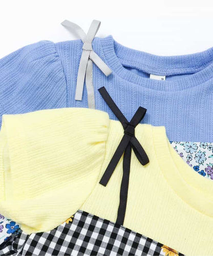 日本童裝 apres les cours 碎花拼接上衣 80-140cm 女童款 夏季 TOPS