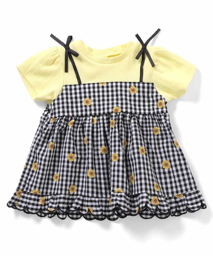 日本童裝 apres les cours 碎花拼接上衣 80-140cm 女童款 夏季 TOPS
