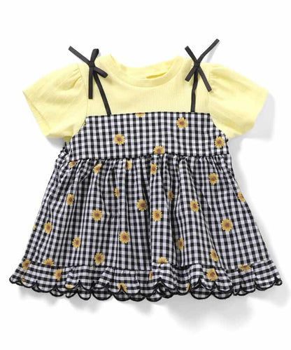 日本童裝 apres les cours 碎花拼接上衣 80-140cm 女童款 夏季 TOPS