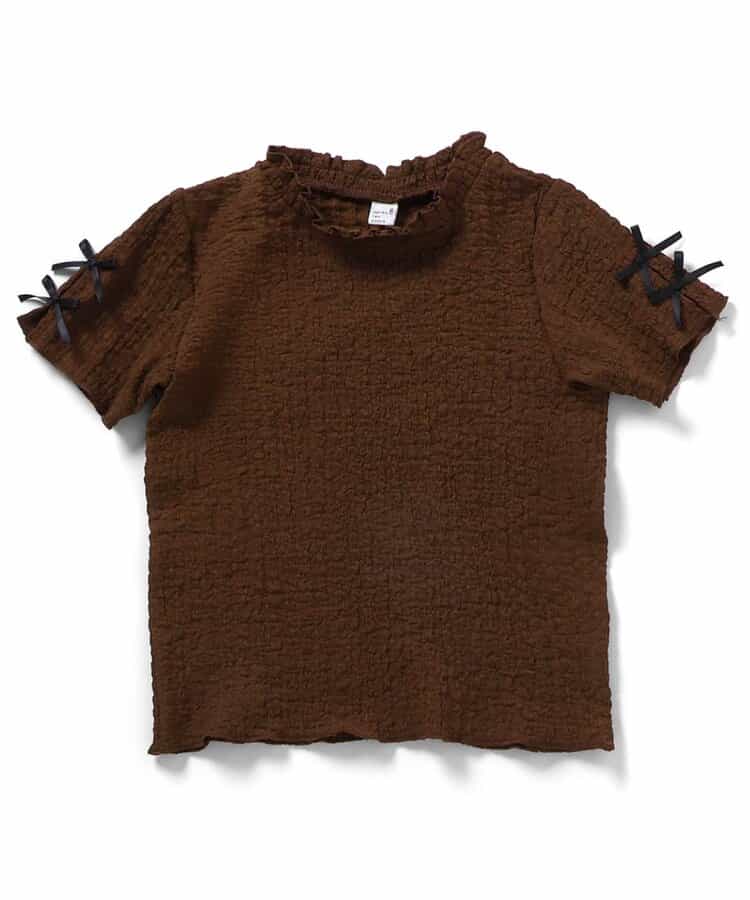 日本童裝 apres les cours 提花袖緞帶上衣 80-140cm 女童款 夏季 TOPS