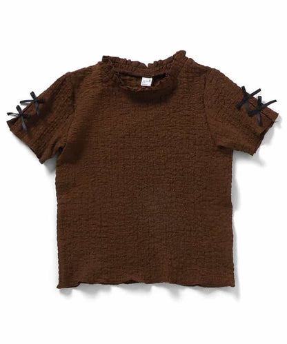 日本童裝 apres les cours 提花袖緞帶上衣 80-140cm 女童款 夏季 TOPS