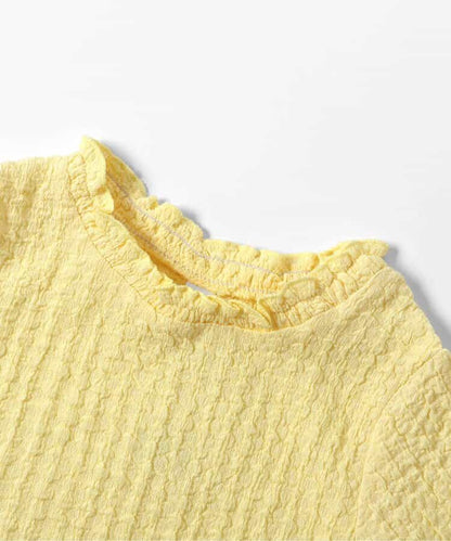 日本童裝 apres les cours 提花袖緞帶上衣 80-140cm 女童款 夏季 TOPS