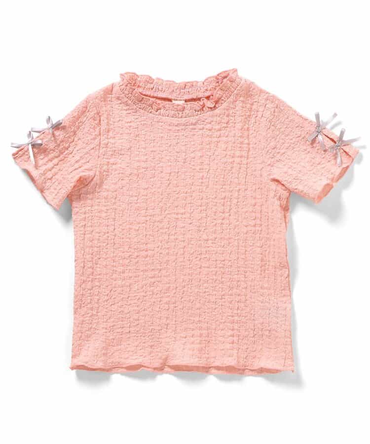 日本童裝 apres les cours 提花袖緞帶上衣 80-140cm 女童款 夏季 TOPS
