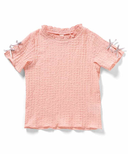 日本童裝 apres les cours 提花袖緞帶上衣 80-140cm 女童款 夏季 TOPS