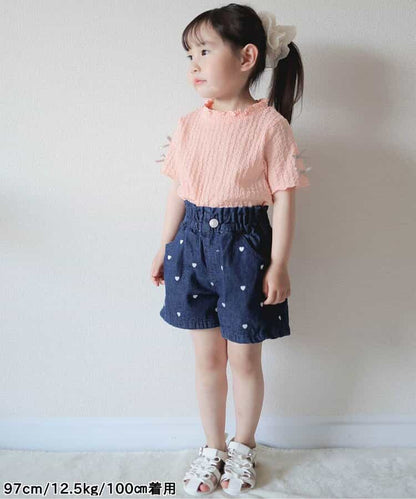 日本童裝 apres les cours 提花袖緞帶上衣 80-140cm 女童款 夏季 TOPS
