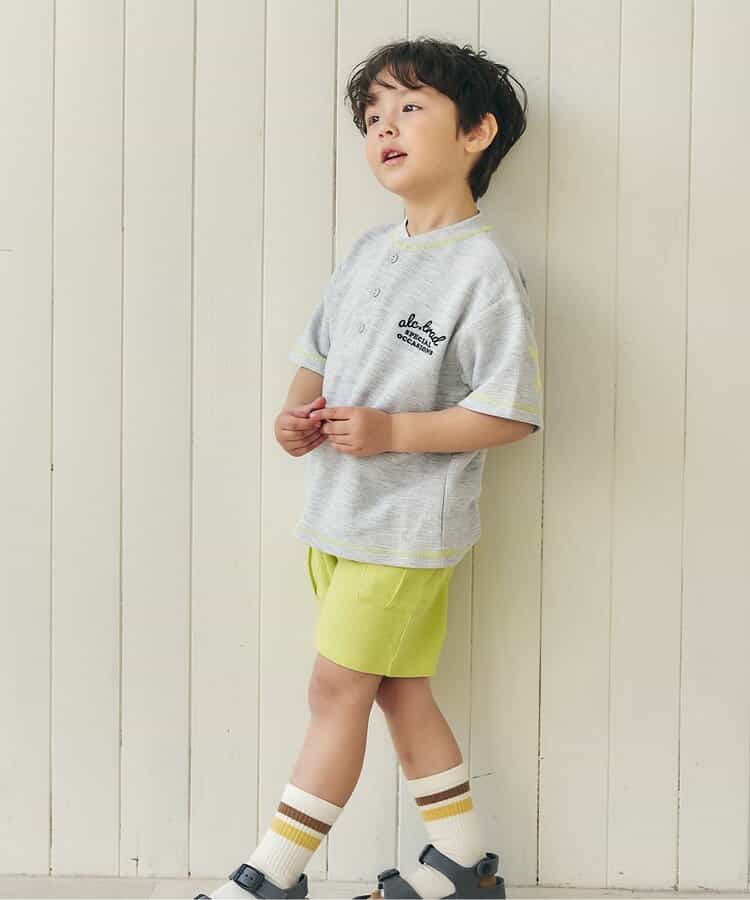 日本童裝 apres les cours 亨利領口星星貼片兩件套裝 80-130cm 男童款 夏季 TOPS PANTS