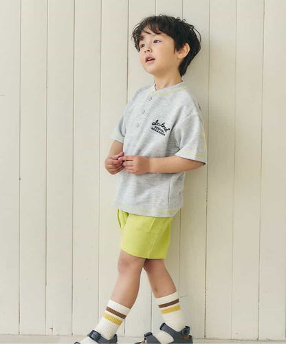 日本童裝 apres les cours 亨利領口星星貼片兩件套裝 80-130cm 男童款 夏季 TOPS PANTS