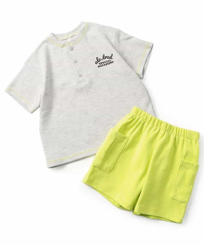 日本童裝 apres les cours 亨利領口星星貼片兩件套裝 80-130cm 男童款 夏季 TOPS PANTS