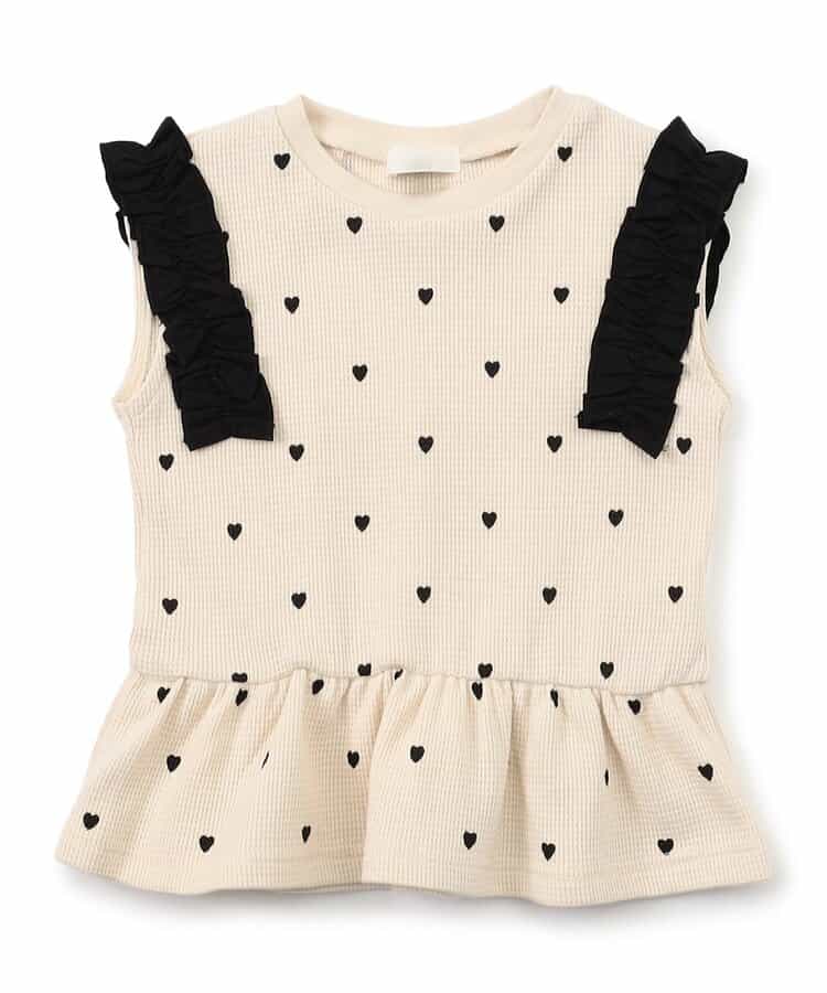 日本童裝 apres les cours 荷葉邊袖華夫格上衣 80-140cm 女童款 夏季 TOPS
