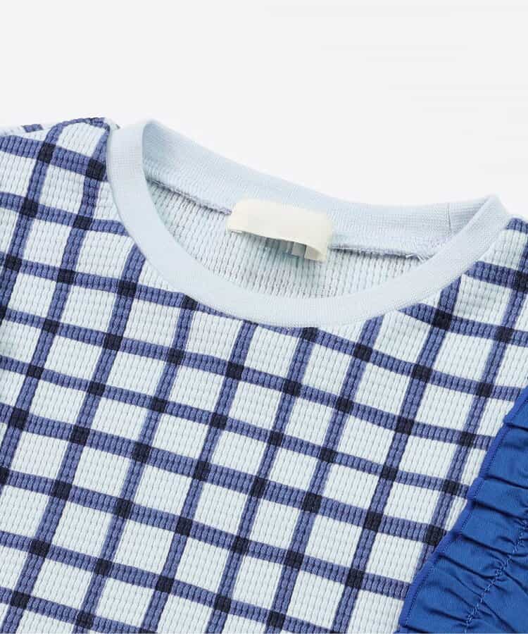 日本童裝 apres les cours 荷葉邊袖華夫格上衣 80-140cm 女童款 夏季 TOPS