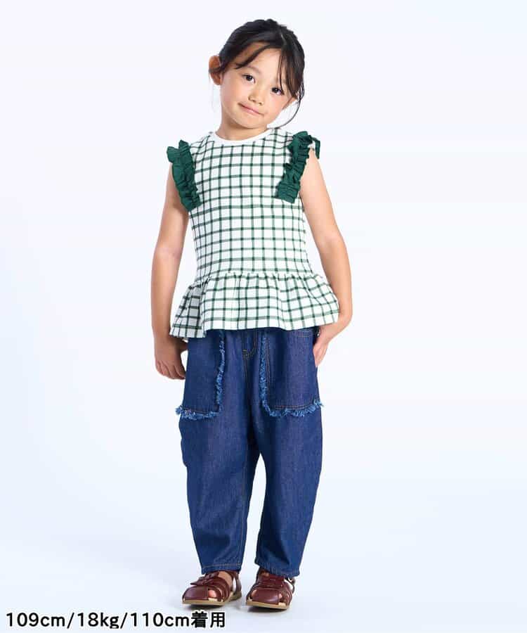 日本童裝 apres les cours 荷葉邊袖華夫格上衣 80-140cm 女童款 夏季 TOPS