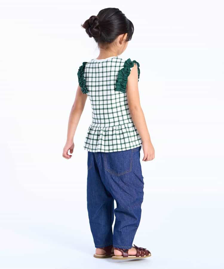 日本童裝 apres les cours 荷葉邊袖華夫格上衣 80-140cm 女童款 夏季 TOPS