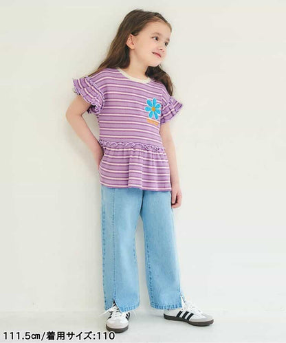 日本童裝 apres les cours 花花貼花上衣 80-140cm 女童款 夏季 TOPS