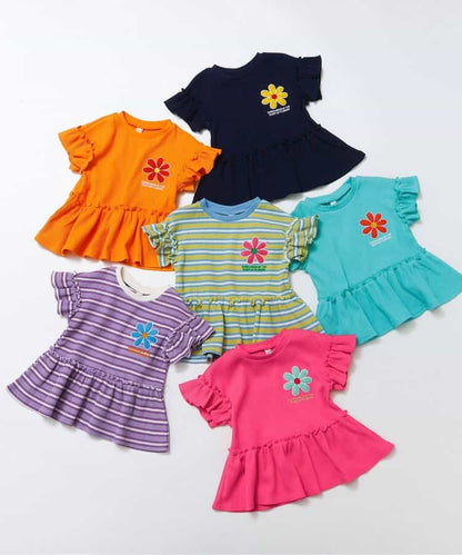 日本童裝 apres les cours 花花貼花上衣 80-140cm 女童款 夏季 TOPS