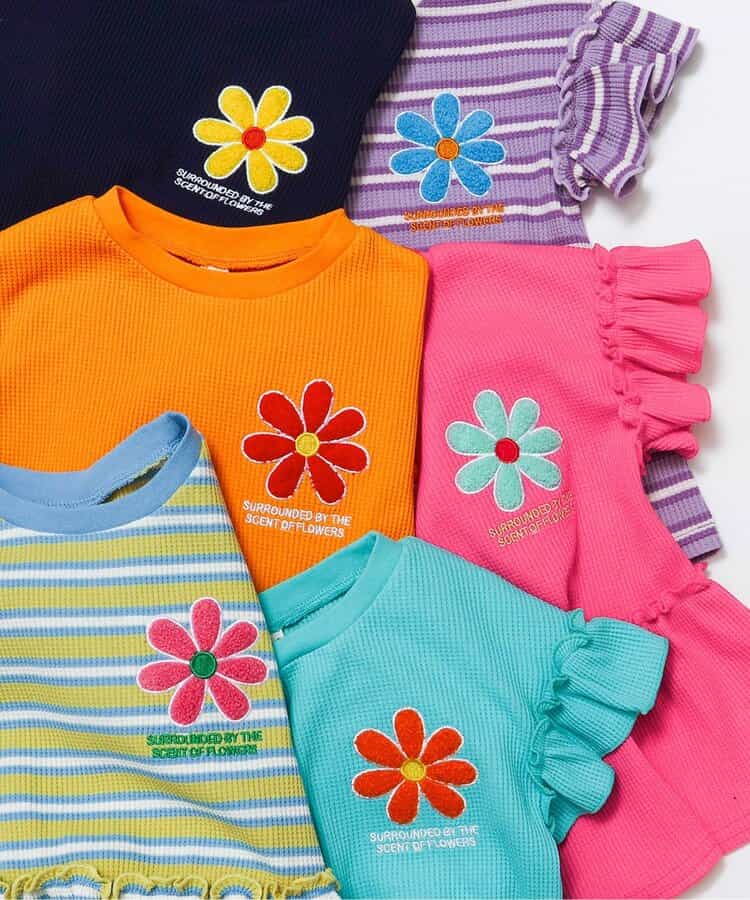 日本童裝 apres les cours 花花貼花上衣 80-140cm 女童款 夏季 TOPS