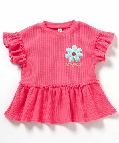 日本童裝 apres les cours 花花貼花上衣 80-140cm 女童款 夏季 TOPS