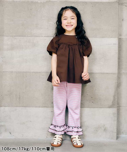 日本童裝 apres les cours 泡泡袖荷葉上衣 80-140cm 女童款 夏季 TOPS