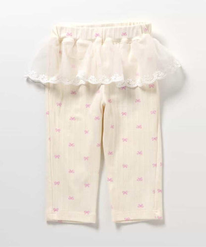日本童裝 apres les cours 接觸冷感 蕾絲七分緊身褲 80-130cm 女童款 夏季 PANTS