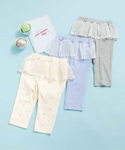 日本童裝 apres les cours 接觸冷感 蕾絲七分緊身褲 80-130cm 女童款 夏季 PANTS