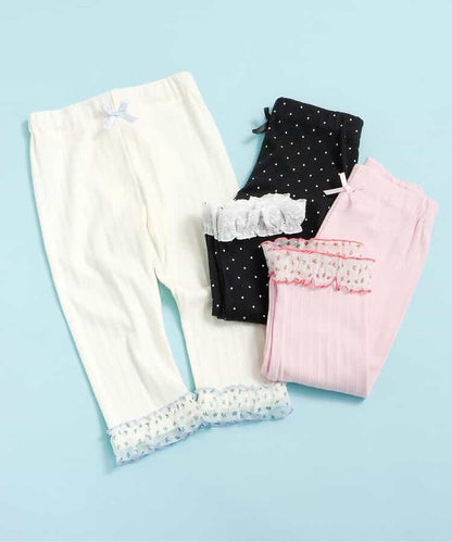 日本童裝 apres les cours 接觸冷感 荷葉邊七分緊身褲 80-130cm 女童款 夏季 PANTS