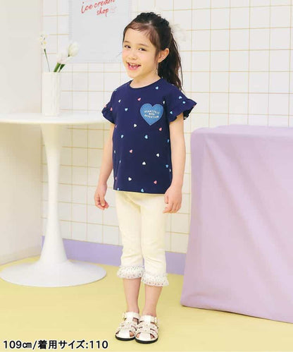 日本童裝 apres les cours 接觸冷感 荷葉邊七分緊身褲 80-130cm 女童款 夏季 PANTS