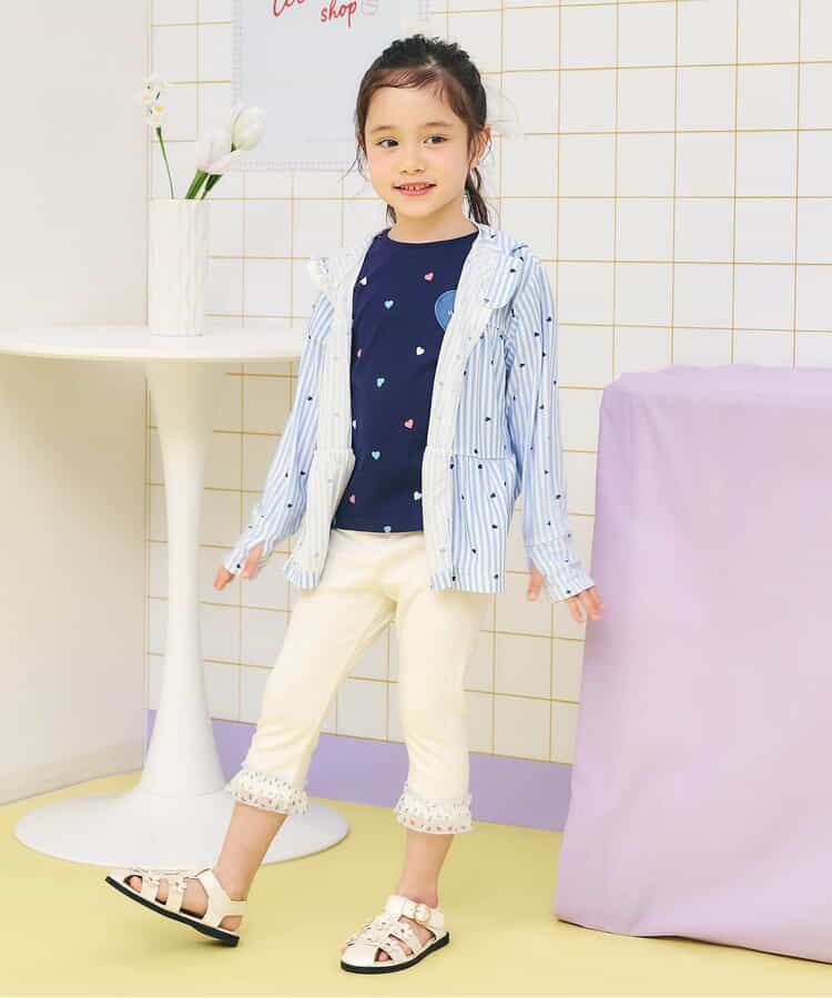 日本童裝 apres les cours 接觸冷感 荷葉邊七分緊身褲 80-130cm 女童款 夏季 PANTS