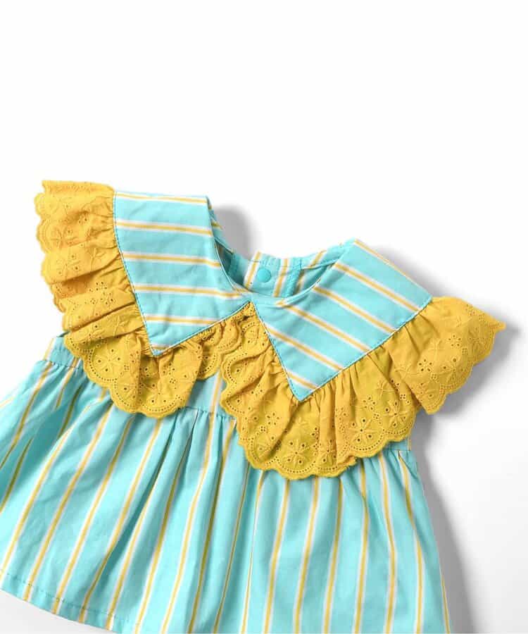 日本童裝 apres les cours 格紋條紋兩件套裝 70-80cm 女童款 夏季 TOPS  PANTS