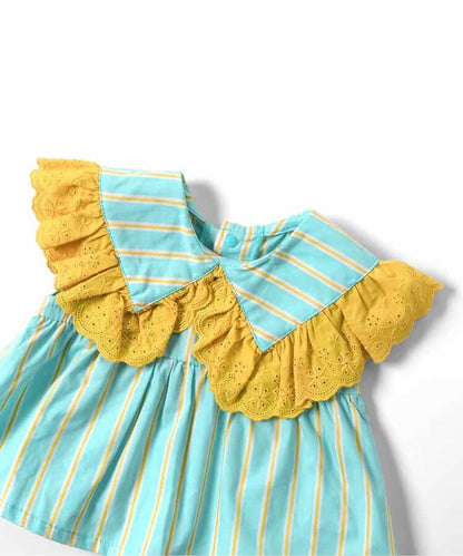 日本童裝 apres les cours 格紋條紋兩件套裝 70-80cm 女童款 夏季 TOPS  PANTS